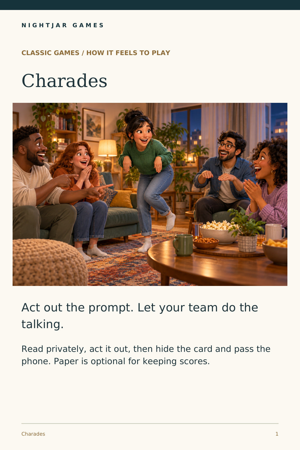 Nightjar Games charades — scene