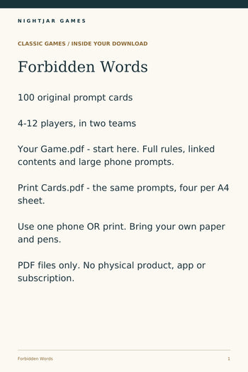 Nightjar Games forbidden — contents
